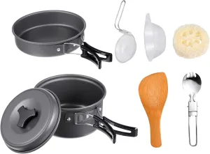 1 Set Portable Camping Cookware Picnic Utensils Outdoor Cooking Set Lightweight Hiking Cookware