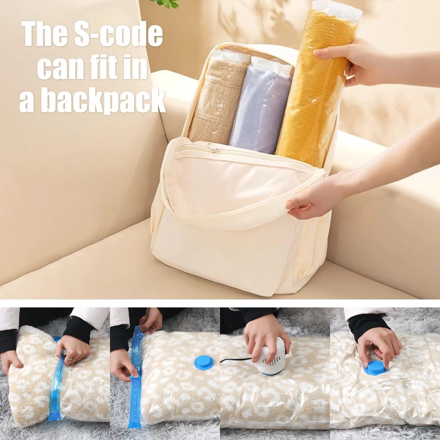 10 Pack Vacuum Storage Bags with Electric Pump, compression Seal Bag for Clothing, Space Saver, Travel space bag for Luggage