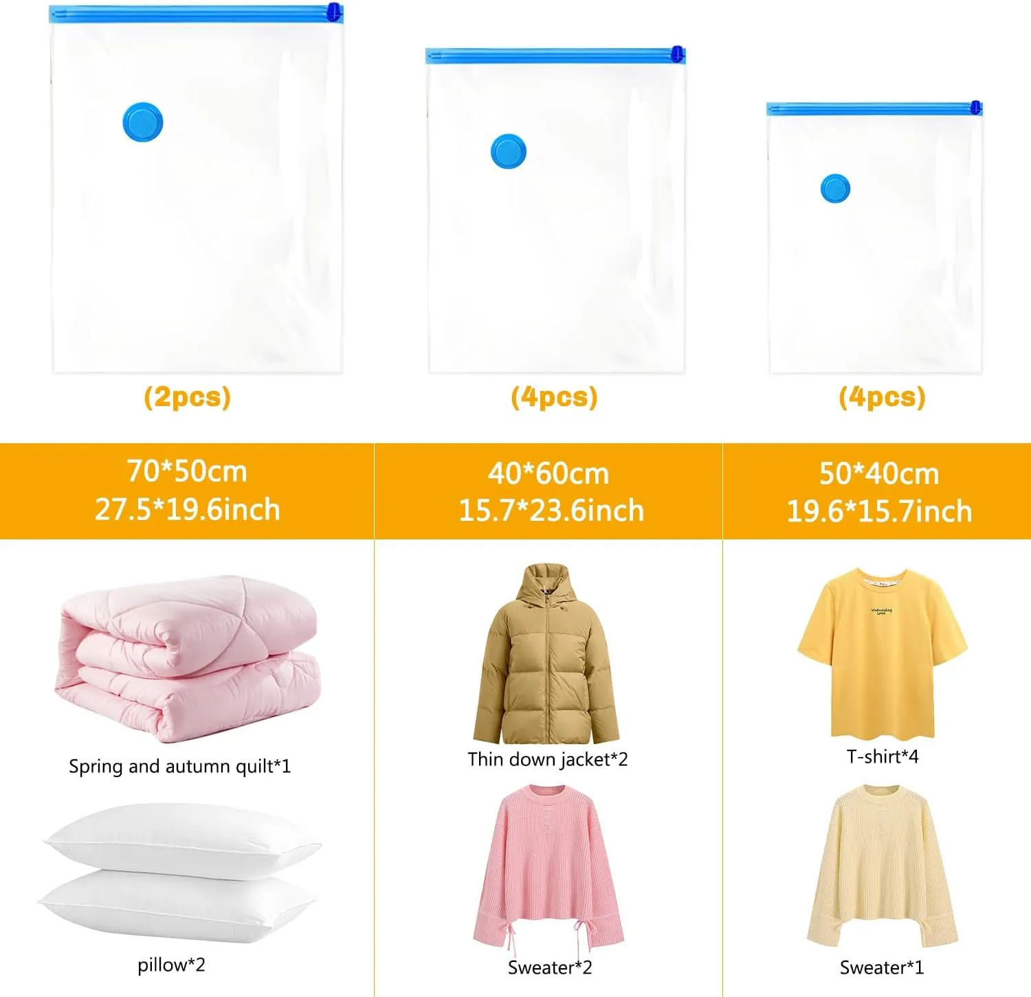 10 Pack Vacuum Storage Bags with Electric Pump, compression Seal Bag for Clothing, Space Saver, Travel space bag for Luggage