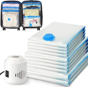10 Pack Vacuum Storage Bags with Electric Pump, compression Seal Bag for Clothing, Space Saver, Travel space bag for Luggage