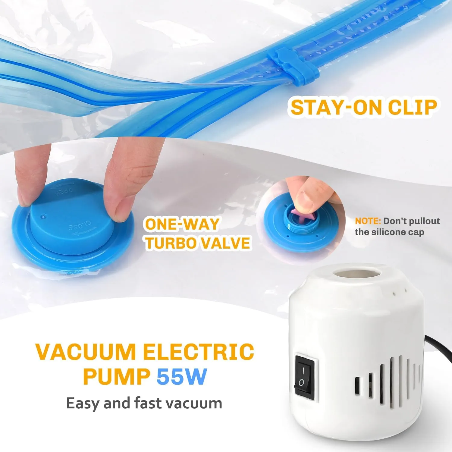 10 Pack Vacuum Storage Bags with Electric Pump, compression Seal Bag for Clothing, Space Saver, Travel space bag for Luggage