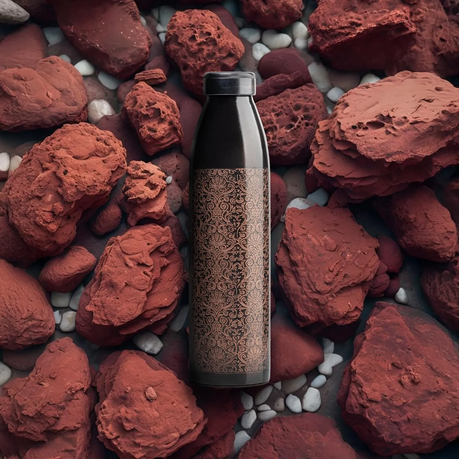 100% COPPER BOTTLE 34oz -Rusted Look,Strong, rooted in Indian mythology and earthy tones. Healthy option for Hydration.