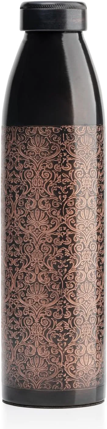 100% COPPER BOTTLE 34oz -Rusted Look,Strong, rooted in Indian mythology and earthy tones. Healthy option for Hydration.