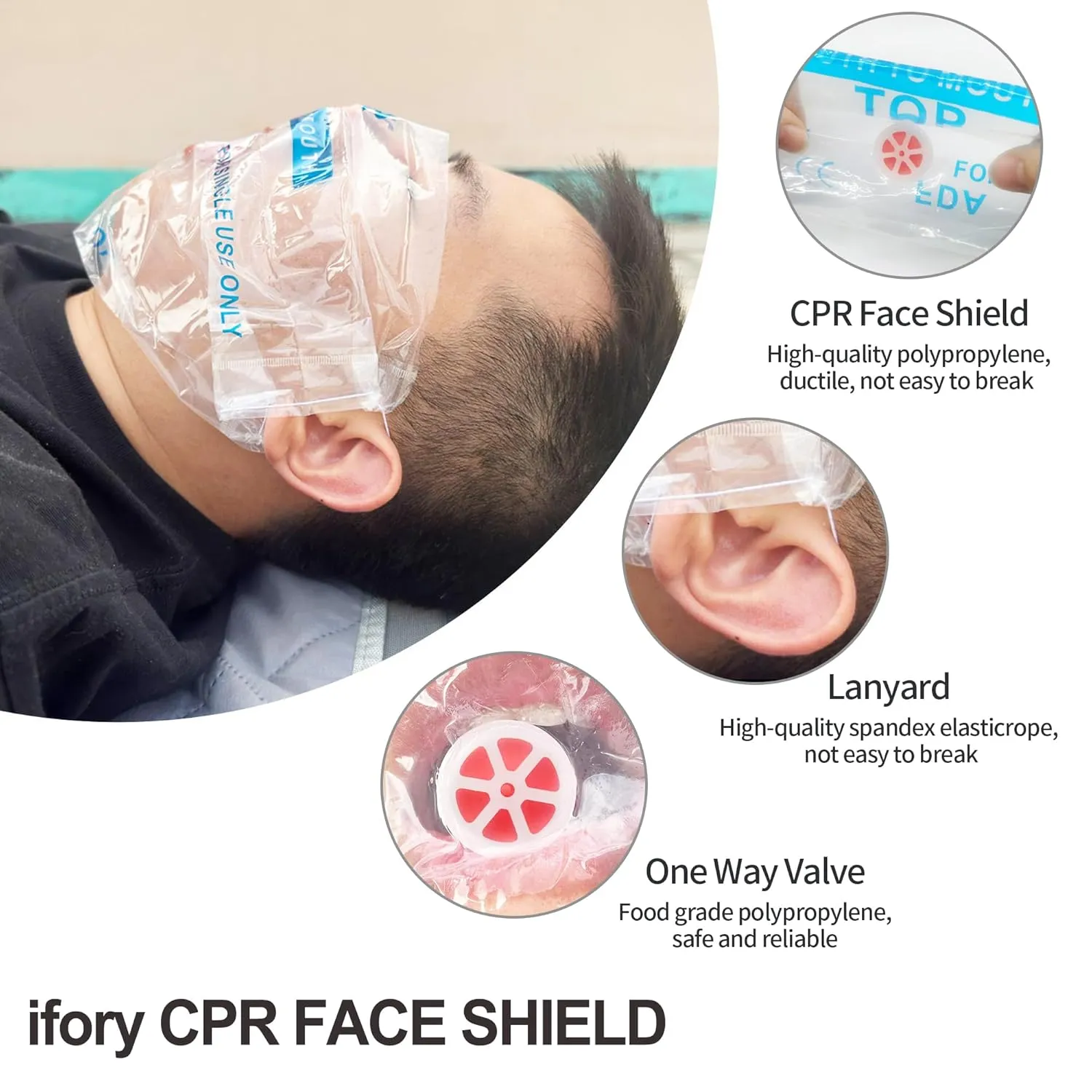 100 Counts CPR Pocket Mask Keychain, CPR Emergency Face Shield with One Way Valve Breathing Barrier for First Aid or ADE Training, Red
