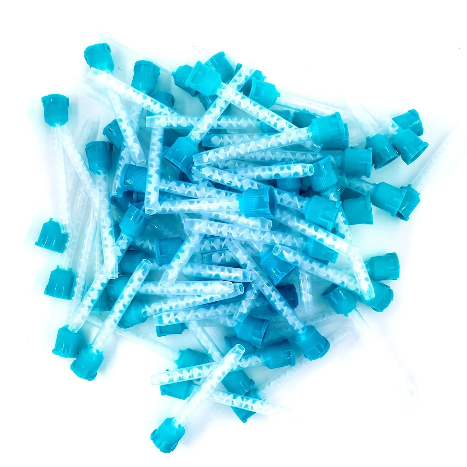 100 Pcs High Performance Impression Mixing Tips, HP T-Style Tips, Compatible with Impression Material Dispenser Systems Heavy Body (1:1 Large Heavy Body, Teal)