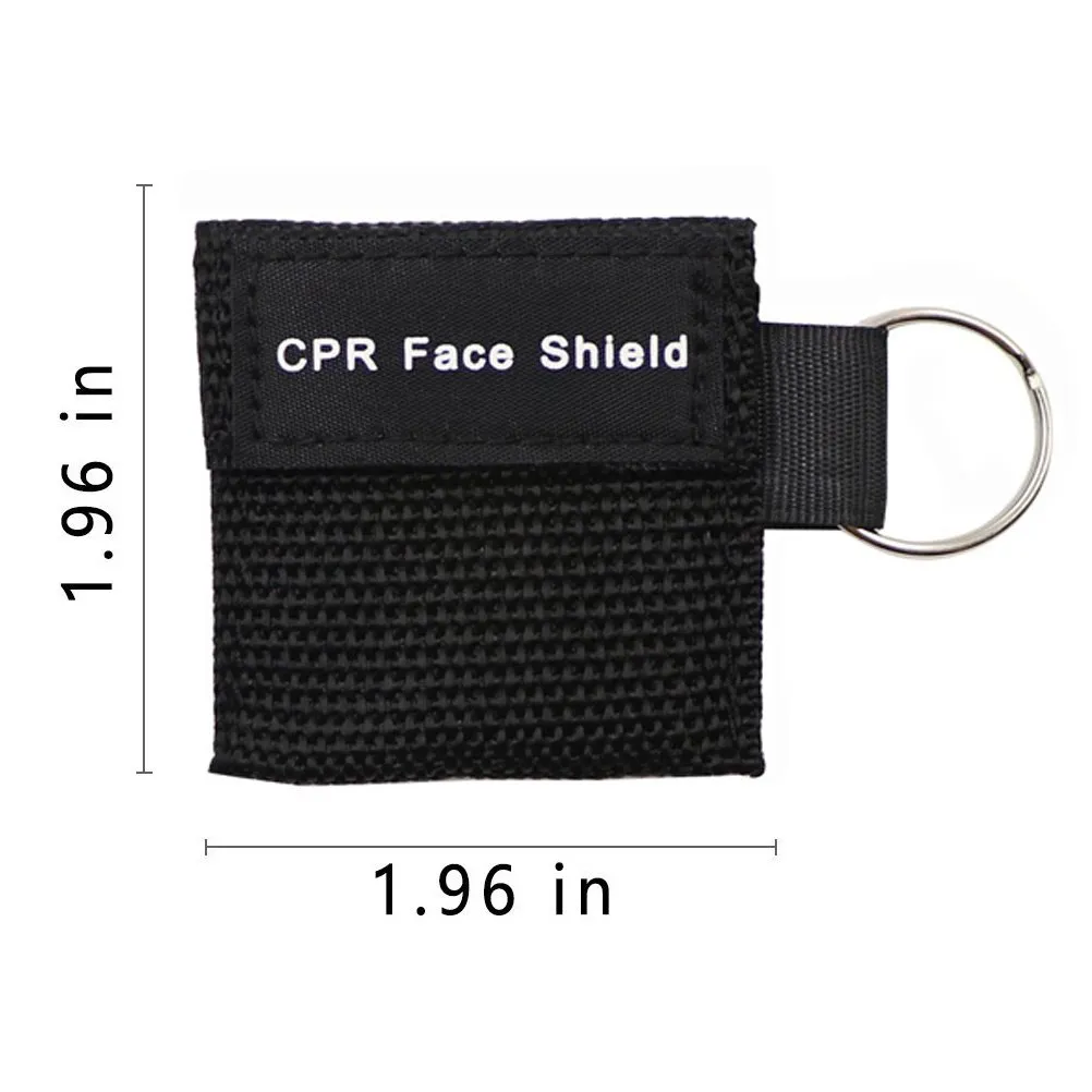 100pcs CPR Face Shield Mask Keyring Emergency Kit Rescue Face Shields for First Aid or CPR Training (Black-100)