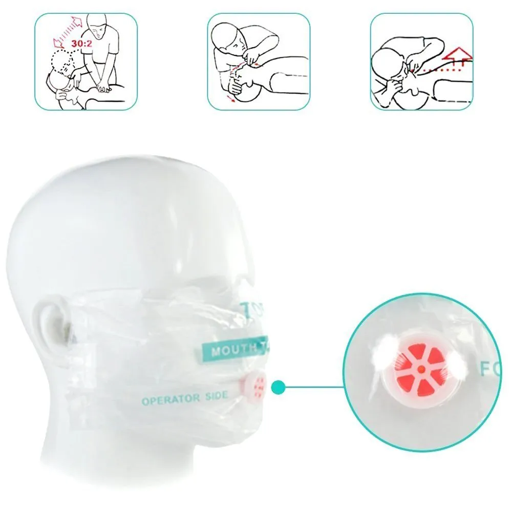 100pcs CPR Face Shield Mask Keyring Emergency Kit Rescue Face Shields for First Aid or CPR Training (Black-100)