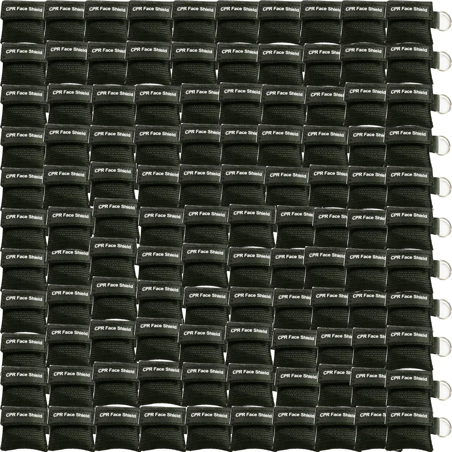 100pcs CPR Face Shield Mask Keyring Emergency Kit Rescue Face Shields for First Aid or CPR Training (Black-100)