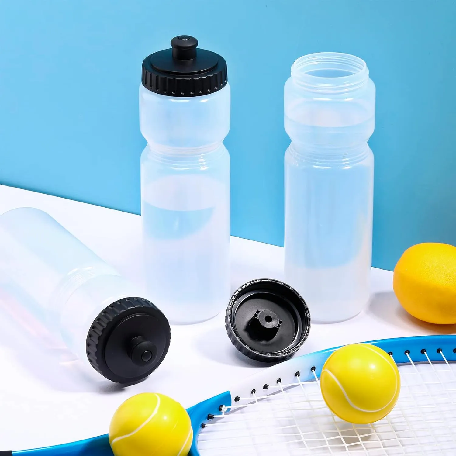 12 Pack Sports Squeeze Water Bottles 25 Oz with Easy Open Push/pull Cap Reusable Plastic Water Bottles for Bicycles Cycling Fitness Yoga Outdoor Sports