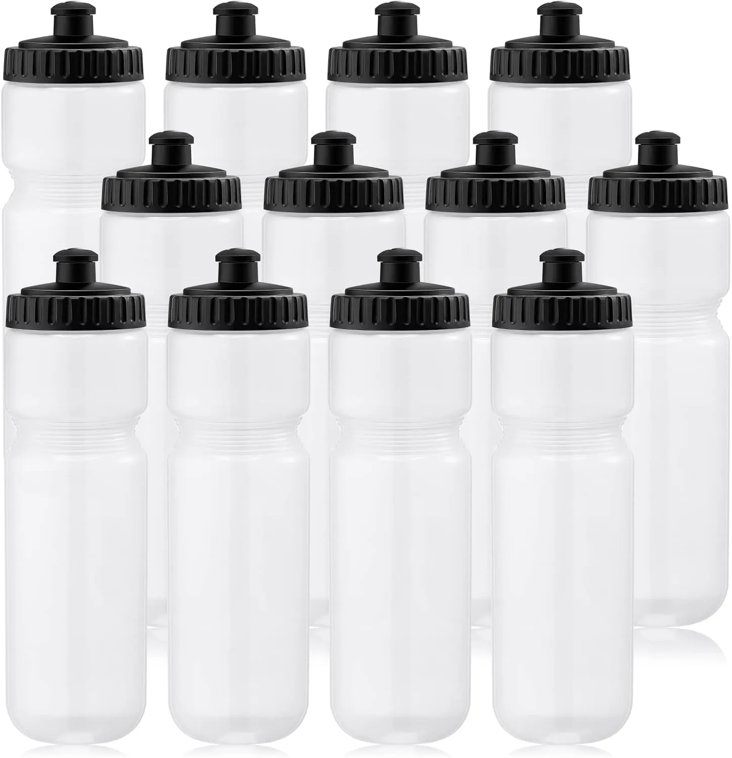 12 Pack Sports Squeeze Water Bottles 25 Oz with Easy Open Push/pull Cap Reusable Plastic Water Bottles for Bicycles Cycling Fitness Yoga Outdoor Sports