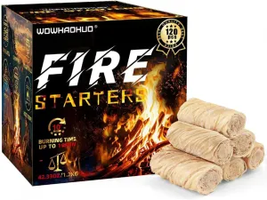 120 Pcs Natural Fire Starters for Campfires,BBQ,Grill,fire Starters for Wood Stove, Smoker,Charcoal Starter, firestarters for Outdoor fire Pit,Camp fire Starter,Fireplace Starter