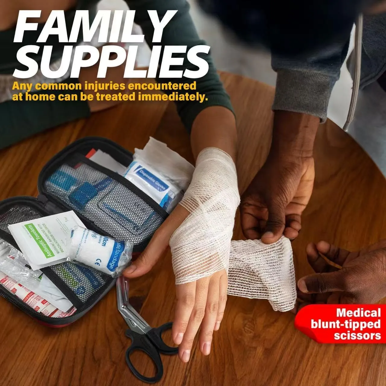 120-Piece First Aid Kit for Travel,Car & Emergency Survival - Compact Waterproof Medical Supplies with Trauma Bandages,Burn Gel & Fever Cooling Patch | Portable for Camping,Hiking,Sports(Black)