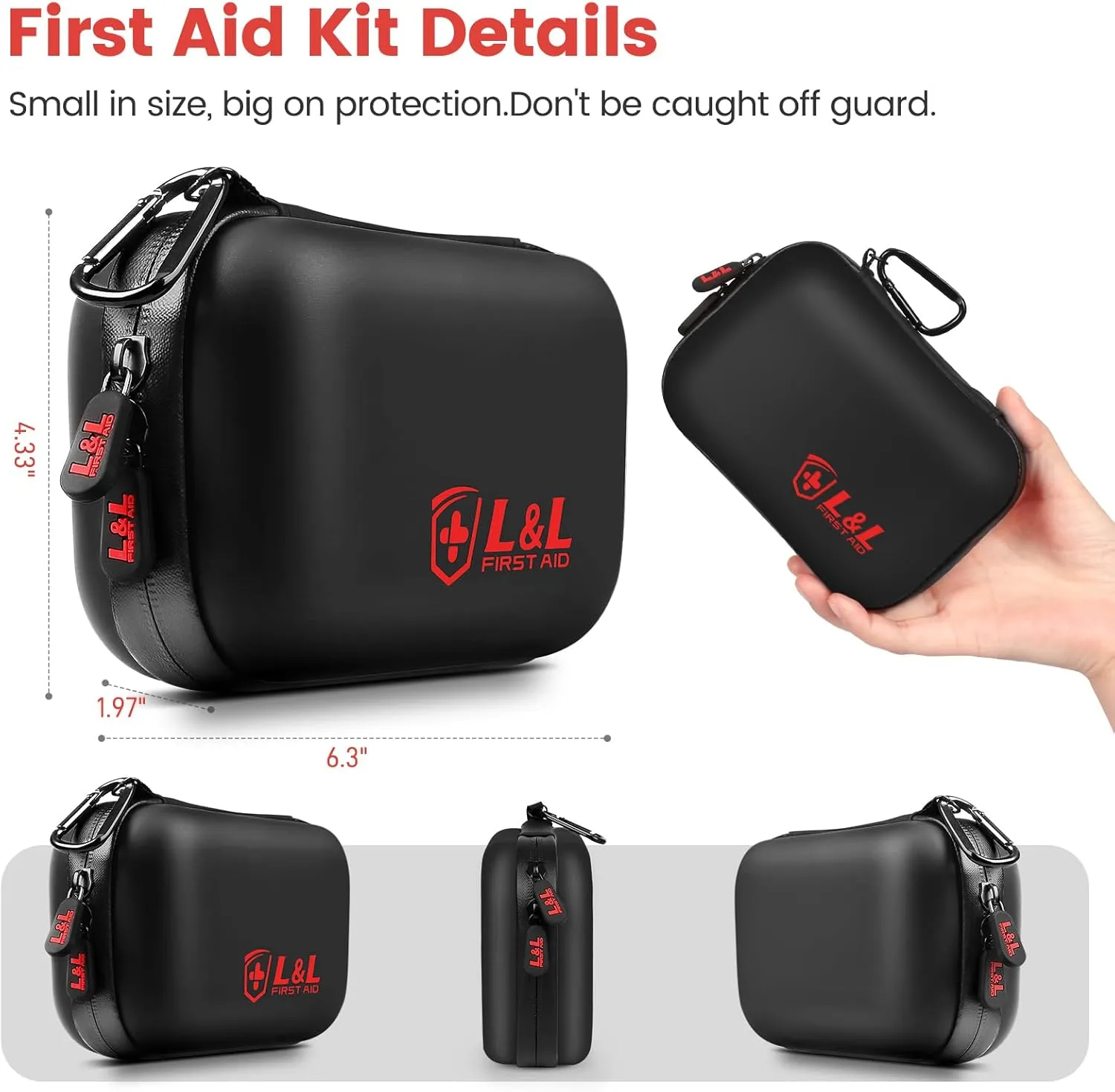 120-Piece First Aid Kit for Travel,Car & Emergency Survival - Compact Waterproof Medical Supplies with Trauma Bandages,Burn Gel & Fever Cooling Patch | Portable for Camping,Hiking,Sports(Black)