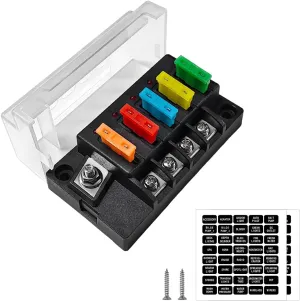 12V Fuse Block, 4 Circuits ATO Blade Fuse Block with LED Indicator, Waterproof Marine Fuse Panel with Damp-Proof Cover, Fuse Block Relay Box Kit for 12V/24V Car Truck Boat (4 Way)