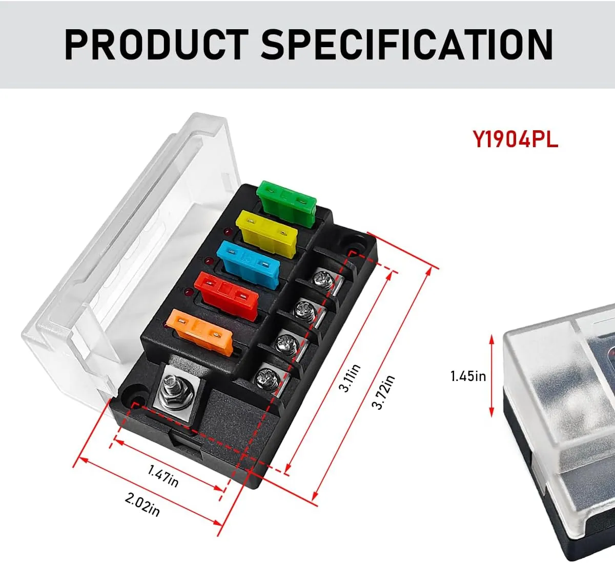 12V Fuse Block, 4 Circuits ATO Blade Fuse Block with LED Indicator, Waterproof Marine Fuse Panel with Damp-Proof Cover, Fuse Block Relay Box Kit for 12V/24V Car Truck Boat (4 Way)