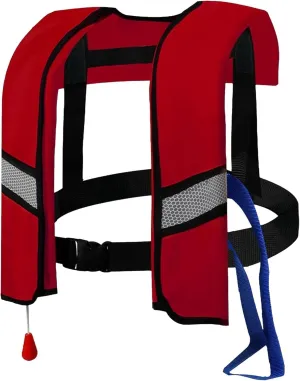 150N Automatic Inflatable Life Jacket for Adults – Adjustable Buoyancy Vest with Manual Override, Lightweight Nylon, Reflective Strips & Safety Whistle for Boating, Kayaking, Surfing & Swimming