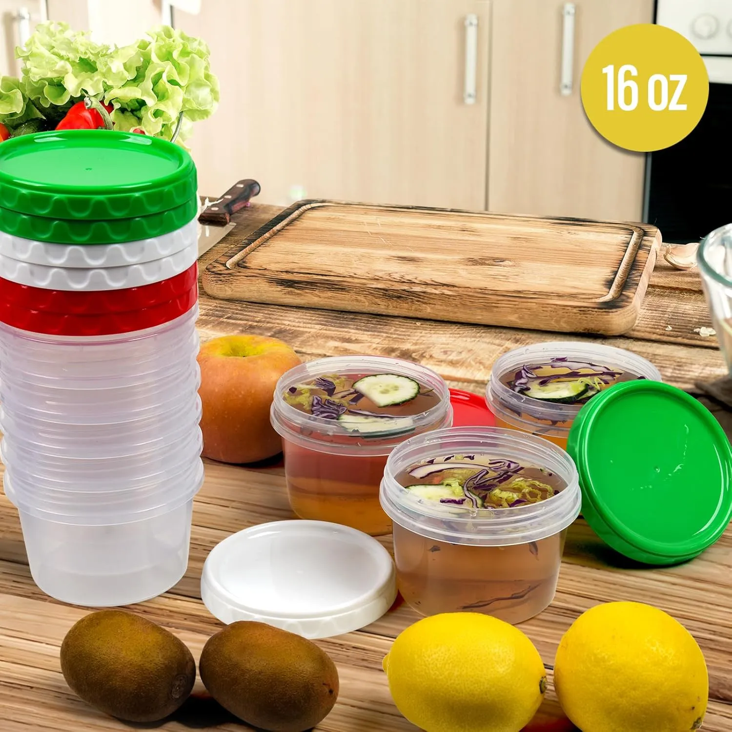 16 oz Plastic Freezer Containers with Lids 2 Cup Food Storage Container BPA Free Stackable Airtight Dishwasher Safe,12 Pack