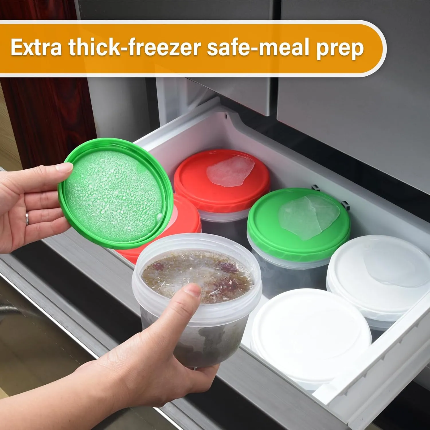 16 oz Plastic Freezer Containers with Lids 2 Cup Food Storage Container BPA Free Stackable Airtight Dishwasher Safe,12 Pack