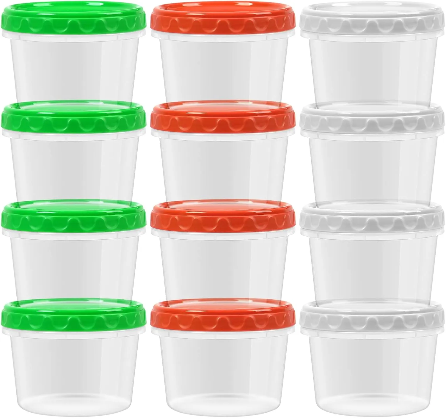 16 oz Plastic Freezer Containers with Lids 2 Cup Food Storage Container BPA Free Stackable Airtight Dishwasher Safe,12 Pack