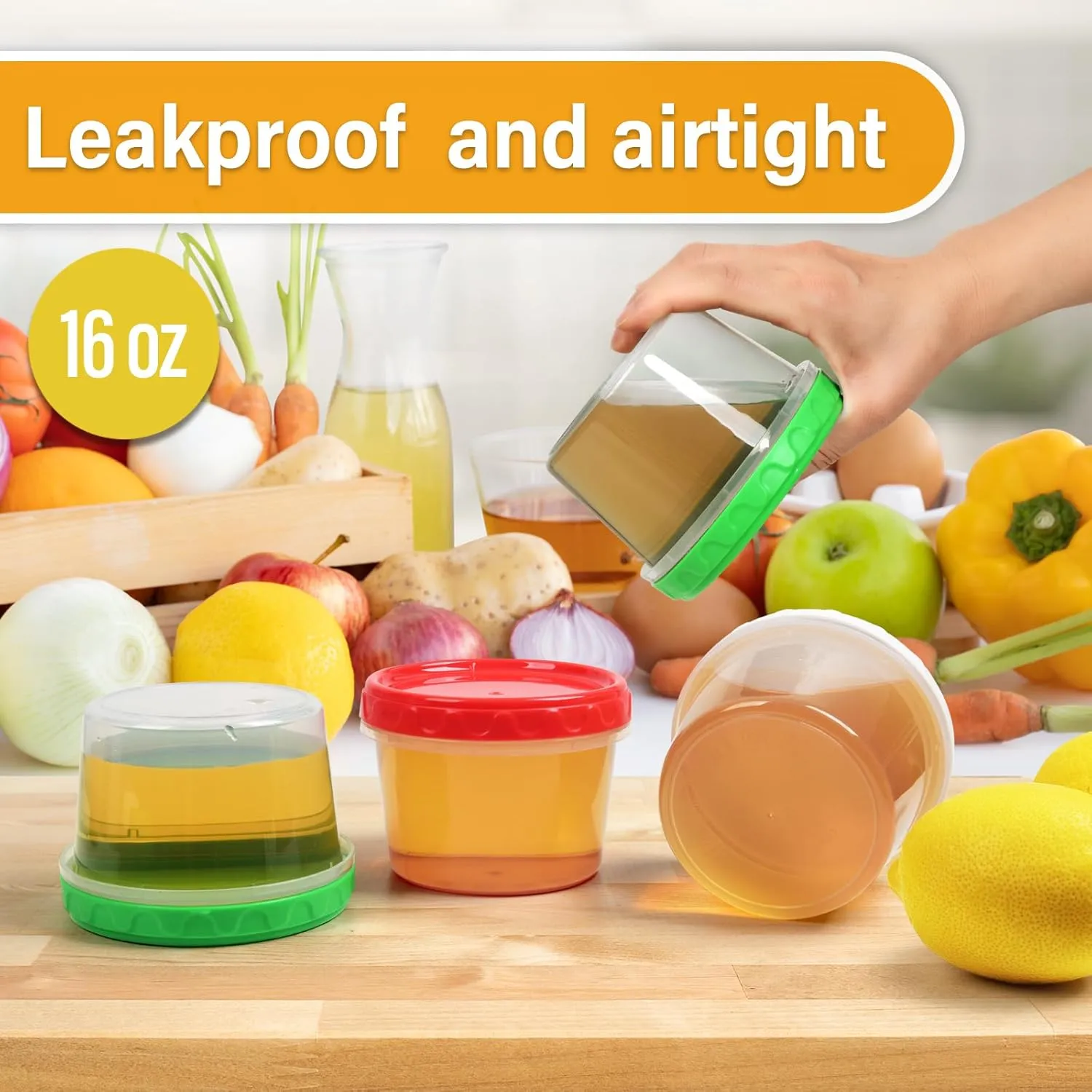 16 oz Plastic Freezer Containers with Lids 2 Cup Food Storage Container BPA Free Stackable Airtight Dishwasher Safe,12 Pack