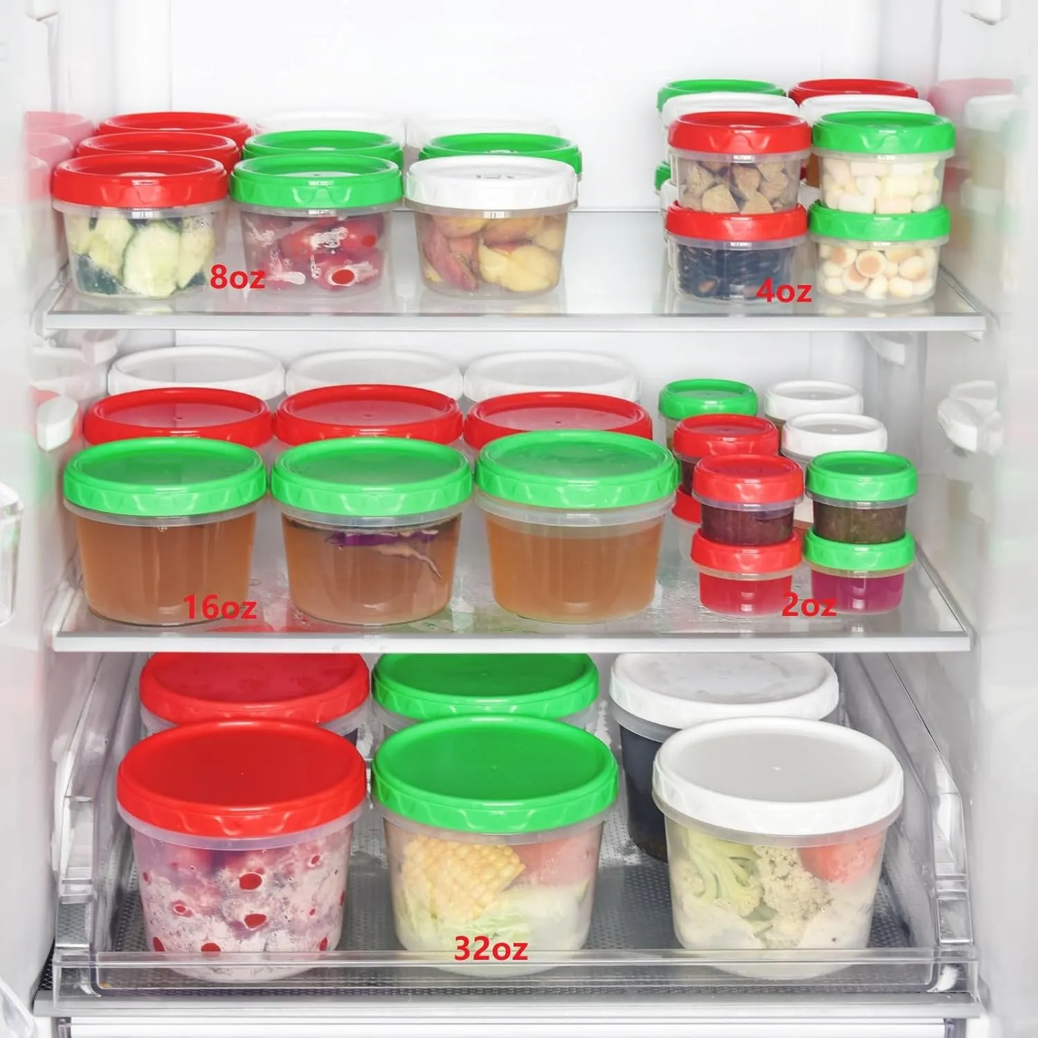 16 oz Plastic Freezer Containers with Lids 2 Cup Food Storage Container BPA Free Stackable Airtight Dishwasher Safe,12 Pack