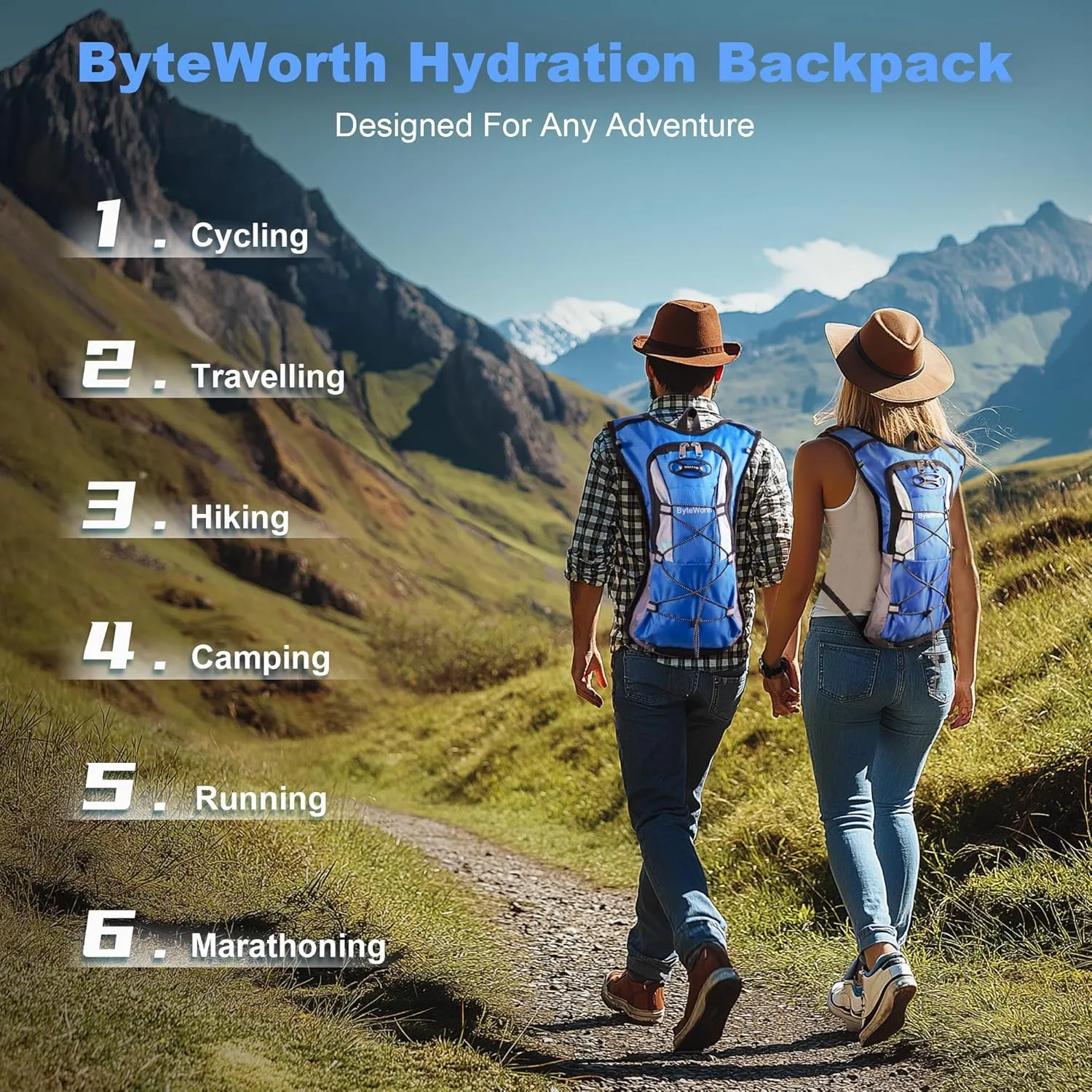 16L Hydration Backpack wtih 2L Leakproof Bladder & Emergency Whistle Ultralight Cycling Running & Camping Backpack for Outdoor Adventures (Men & Women) 2025 Upgrade