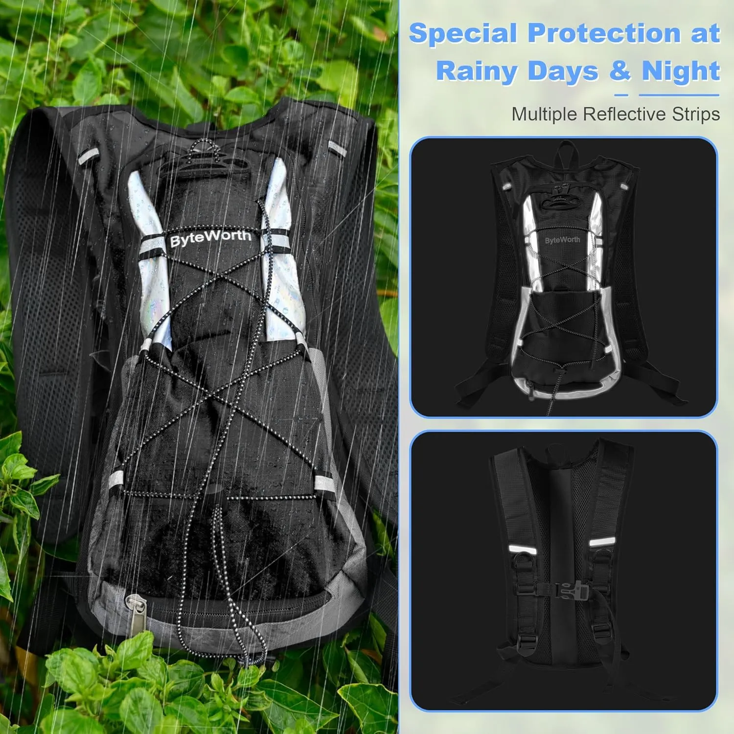 16L Hydration Backpack wtih 2L Leakproof Bladder & Emergency Whistle Ultralight Cycling Running & Camping Backpack for Outdoor Adventures (Men & Women) 2025 Upgrade