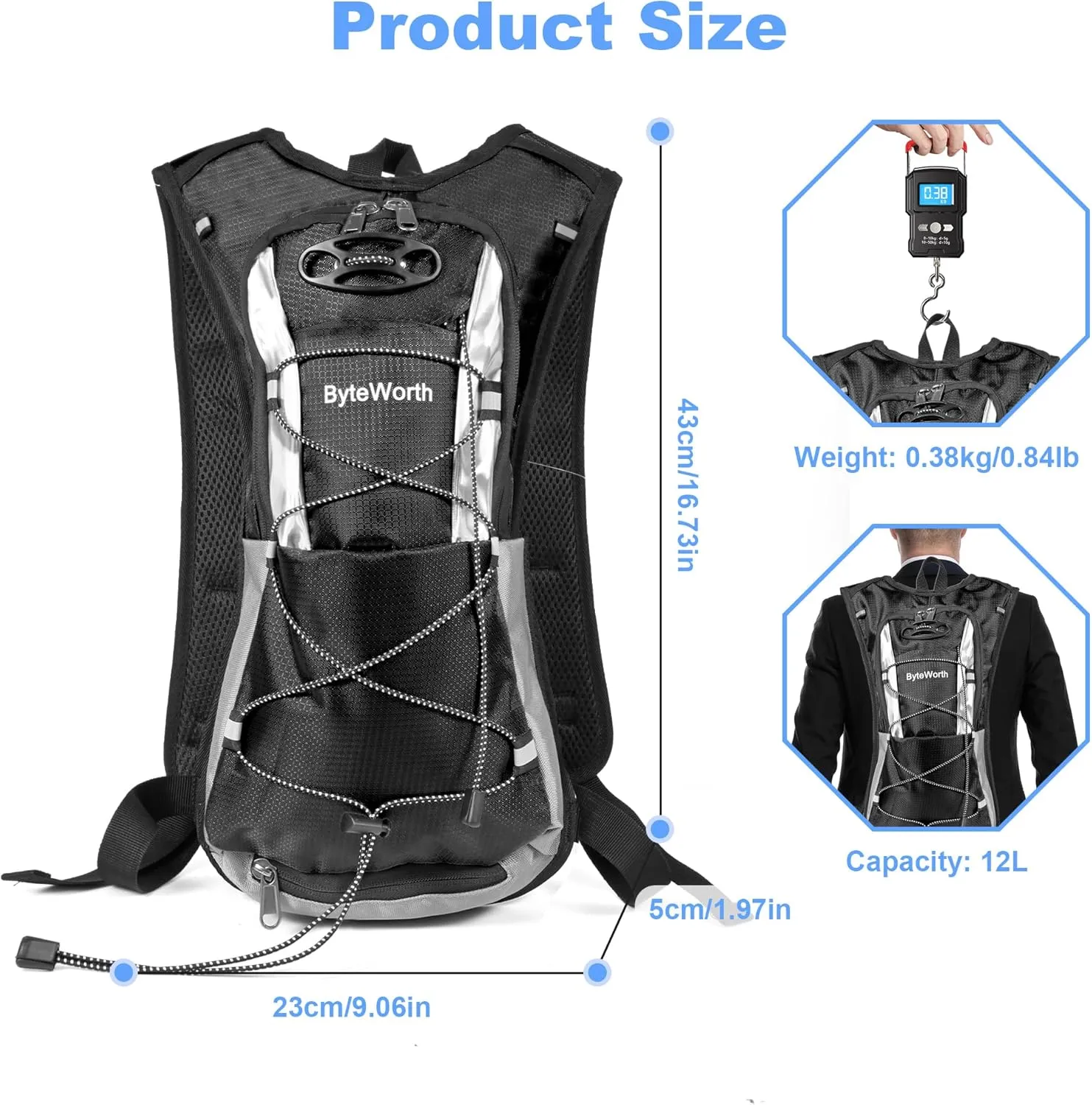 16L Hydration Backpack wtih 2L Leakproof Bladder & Emergency Whistle Ultralight Cycling Running & Camping Backpack for Outdoor Adventures (Men & Women) 2025 Upgrade