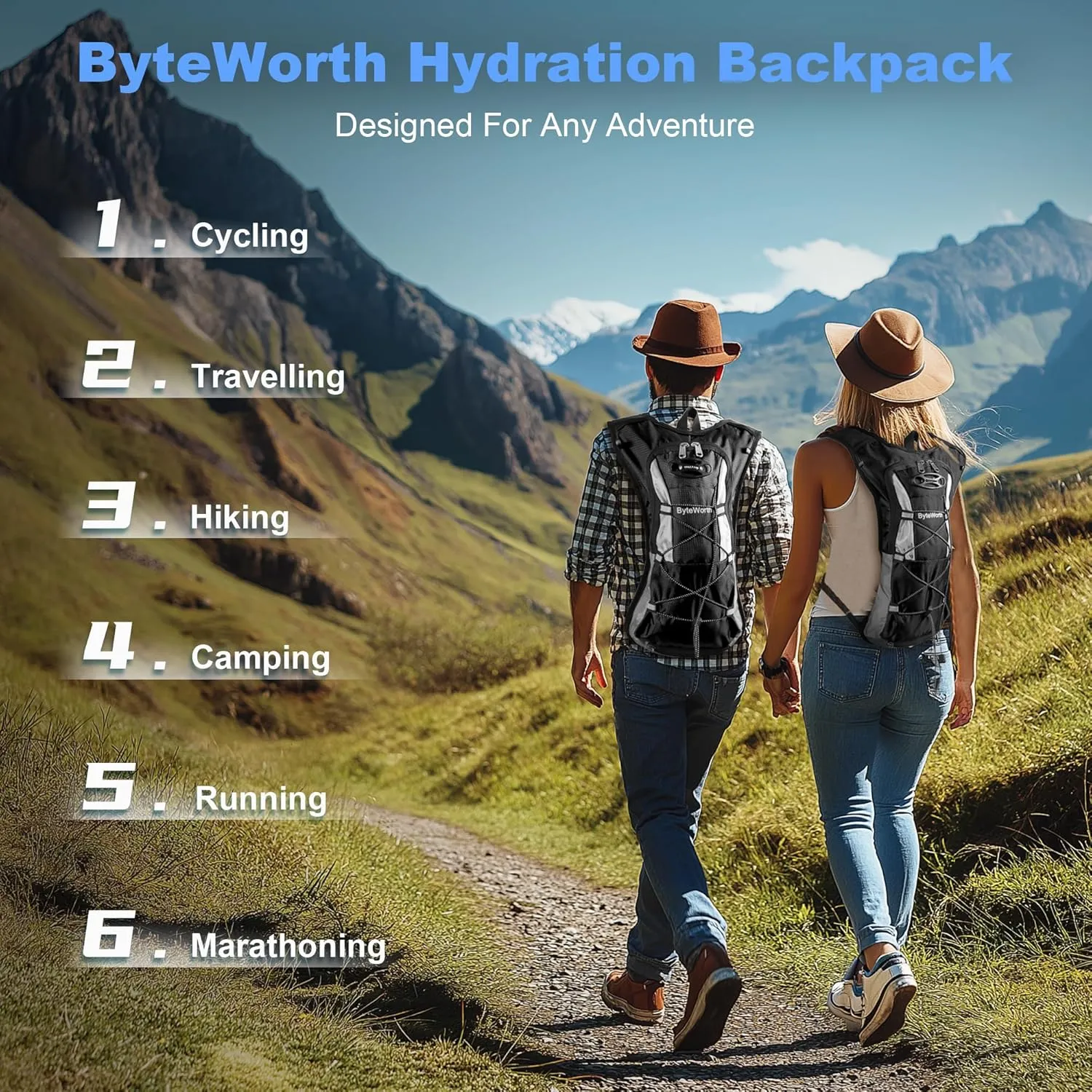 16L Hydration Backpack wtih 2L Leakproof Bladder & Emergency Whistle Ultralight Cycling Running & Camping Backpack for Outdoor Adventures (Men & Women) 2025 Upgrade
