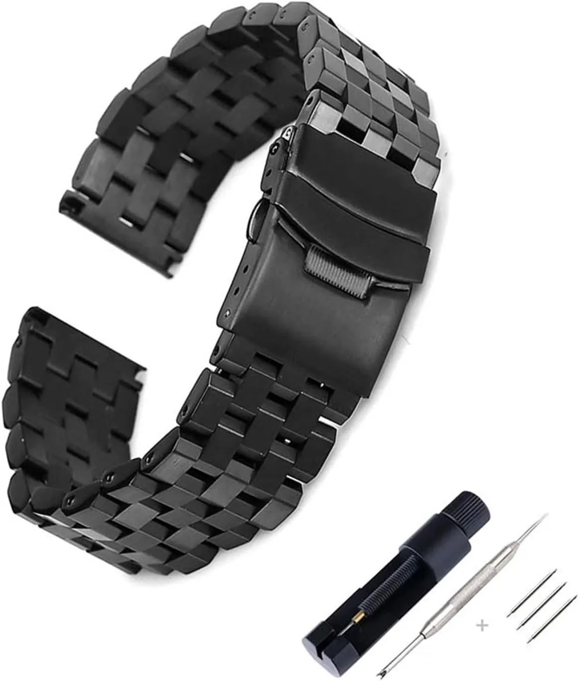 18 20 22 24mm Solid Full Stainless Steel Watchband Compatible With Watch Men Business Watch Accessories Double Lock Buckle Strap