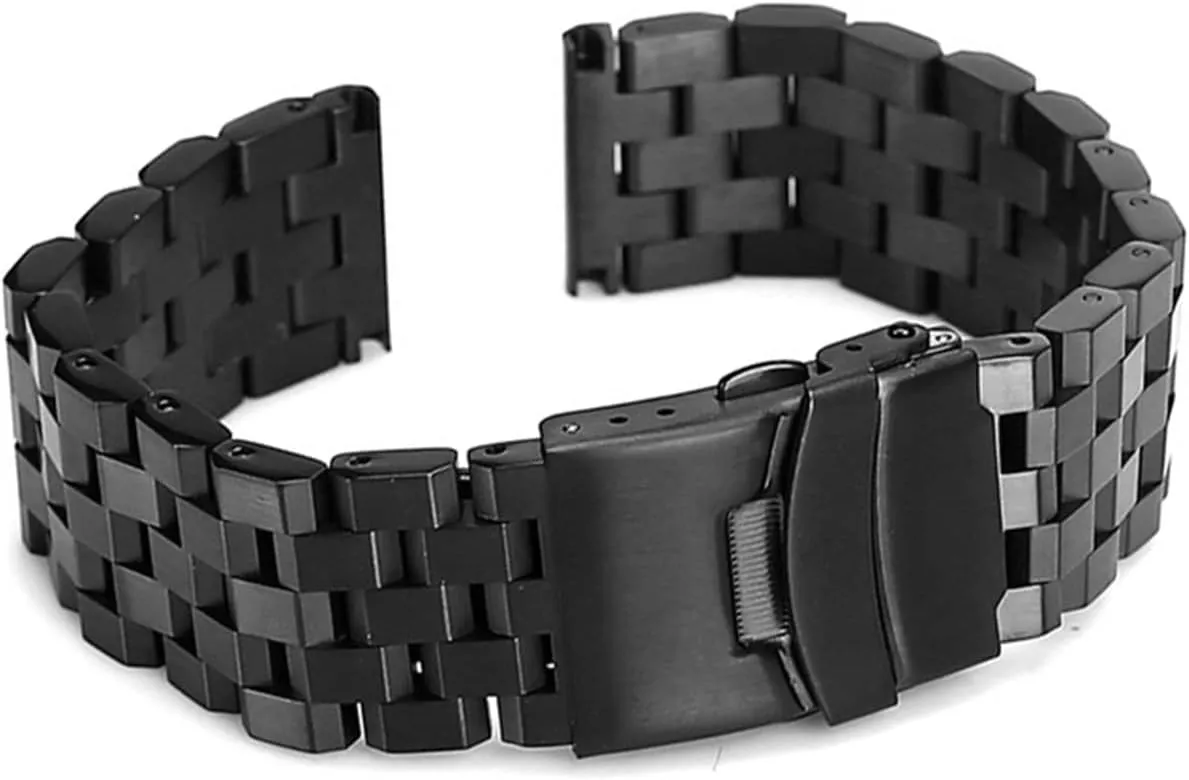 18 20 22 24mm Solid Full Stainless Steel Watchband Compatible With Watch Men Business Watch Accessories Double Lock Buckle Strap