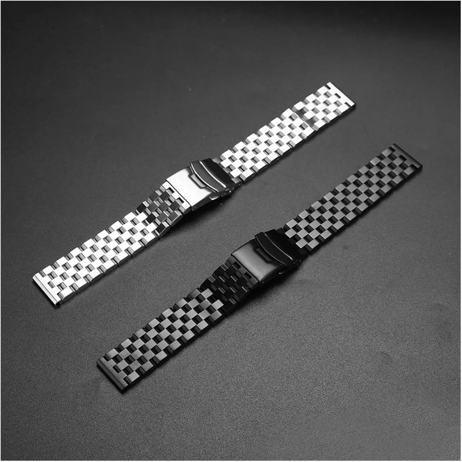 18 20 22 24mm Solid Full Stainless Steel Watchband Compatible With Watch Men Business Watch Accessories Double Lock Buckle Strap