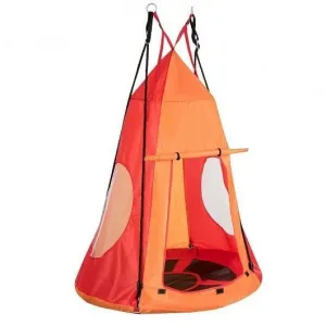 2-in-1 40 Inch Kids Hanging Chair Detachable Swing Tent Set-Orange - Color: Oran