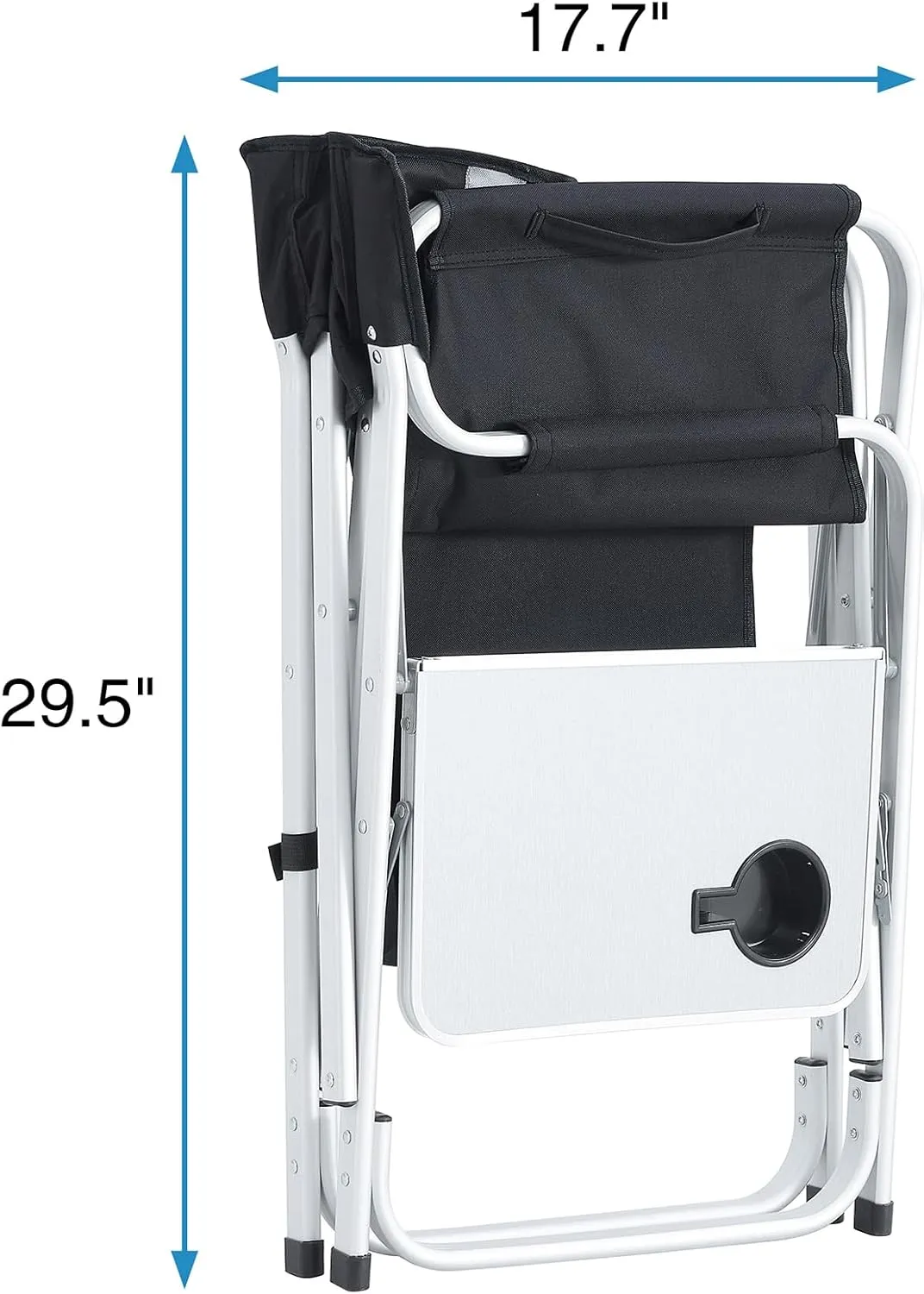 2 Pack Camping Chair, Padded Folding Outdoor Chair with Side Table and Storage Pockets, Lightweight Oversized Directors Chair Fishing Chair for Picnics, BBQ, Beach, Backyard, Party, Patio, Lawn, Black