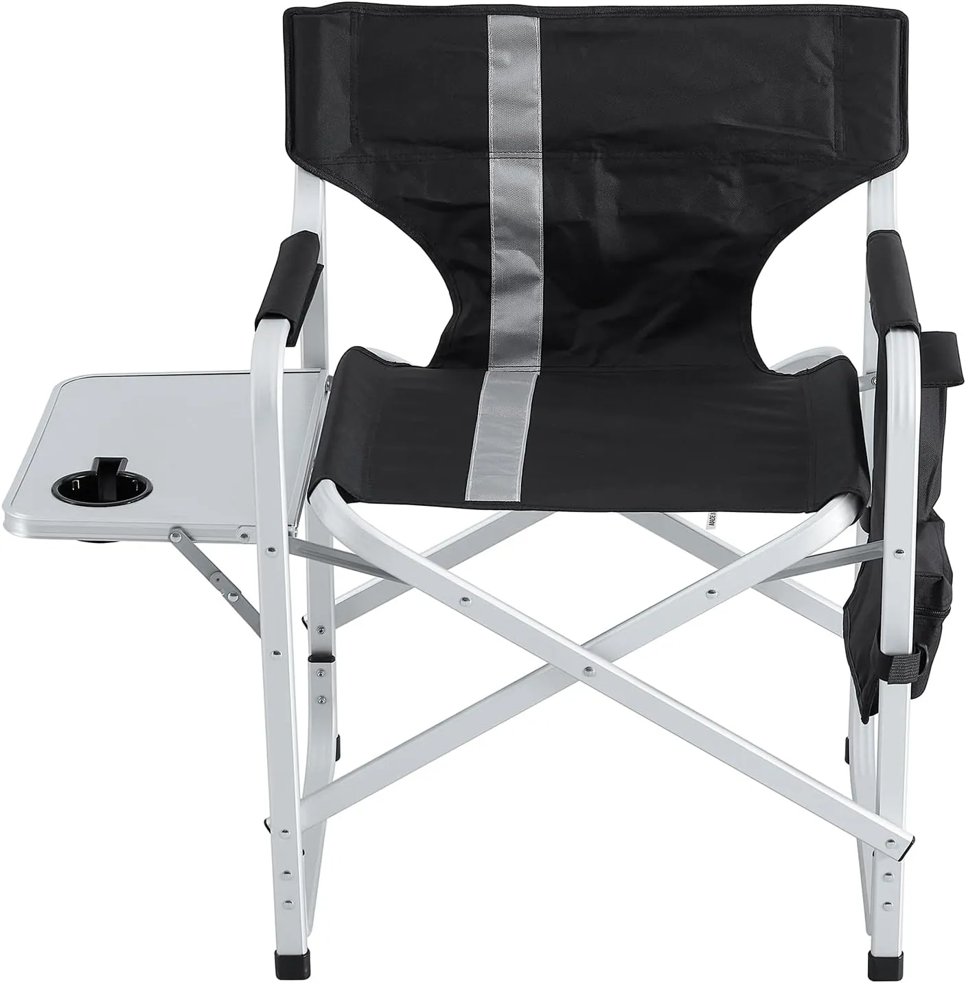 2 Pack Camping Chair, Padded Folding Outdoor Chair with Side Table and Storage Pockets, Lightweight Oversized Directors Chair Fishing Chair for Picnics, BBQ, Beach, Backyard, Party, Patio, Lawn, Black