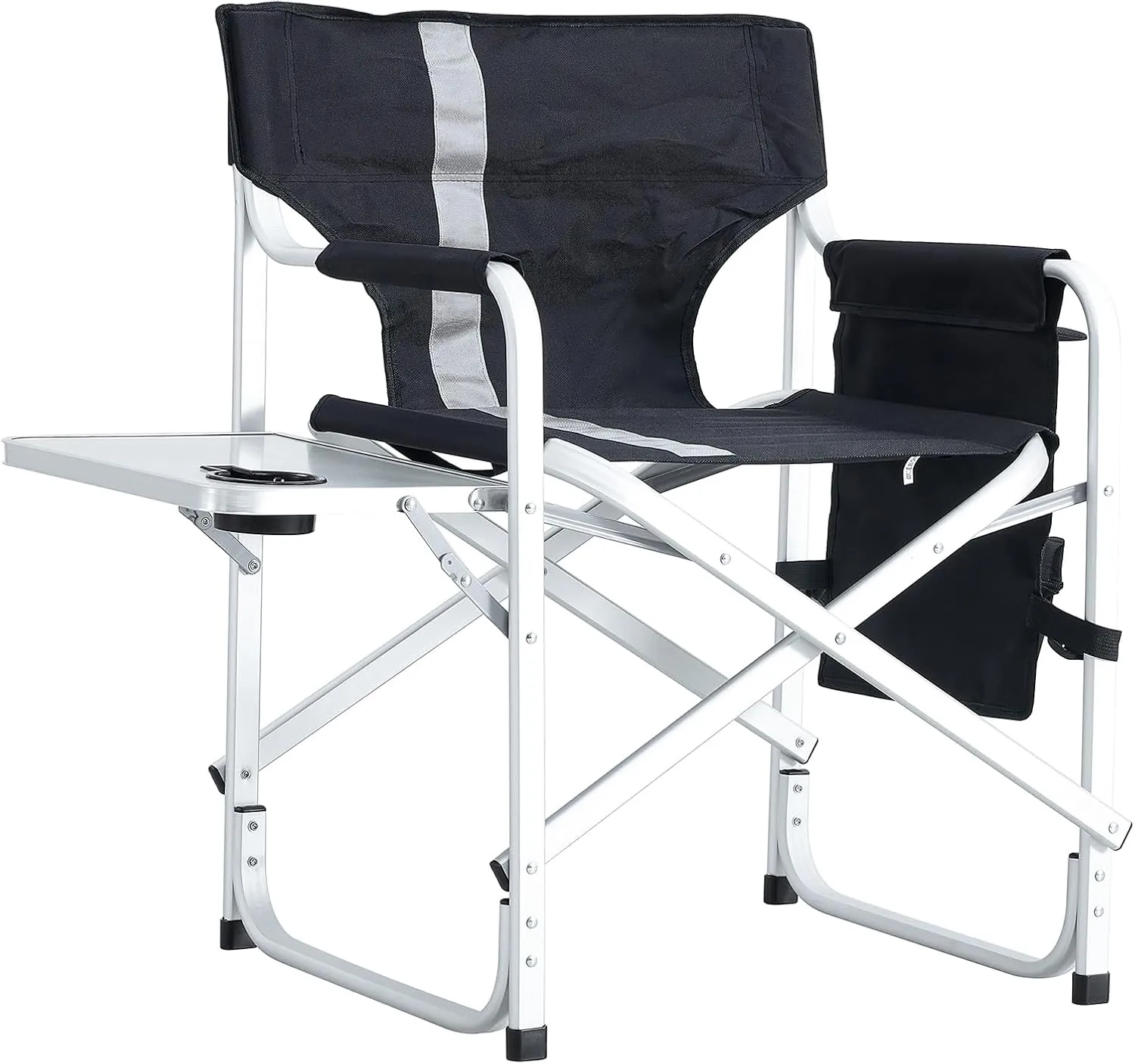 2 Pack Camping Chair, Padded Folding Outdoor Chair with Side Table and Storage Pockets, Lightweight Oversized Directors Chair Fishing Chair for Picnics, BBQ, Beach, Backyard, Party, Patio, Lawn, Black