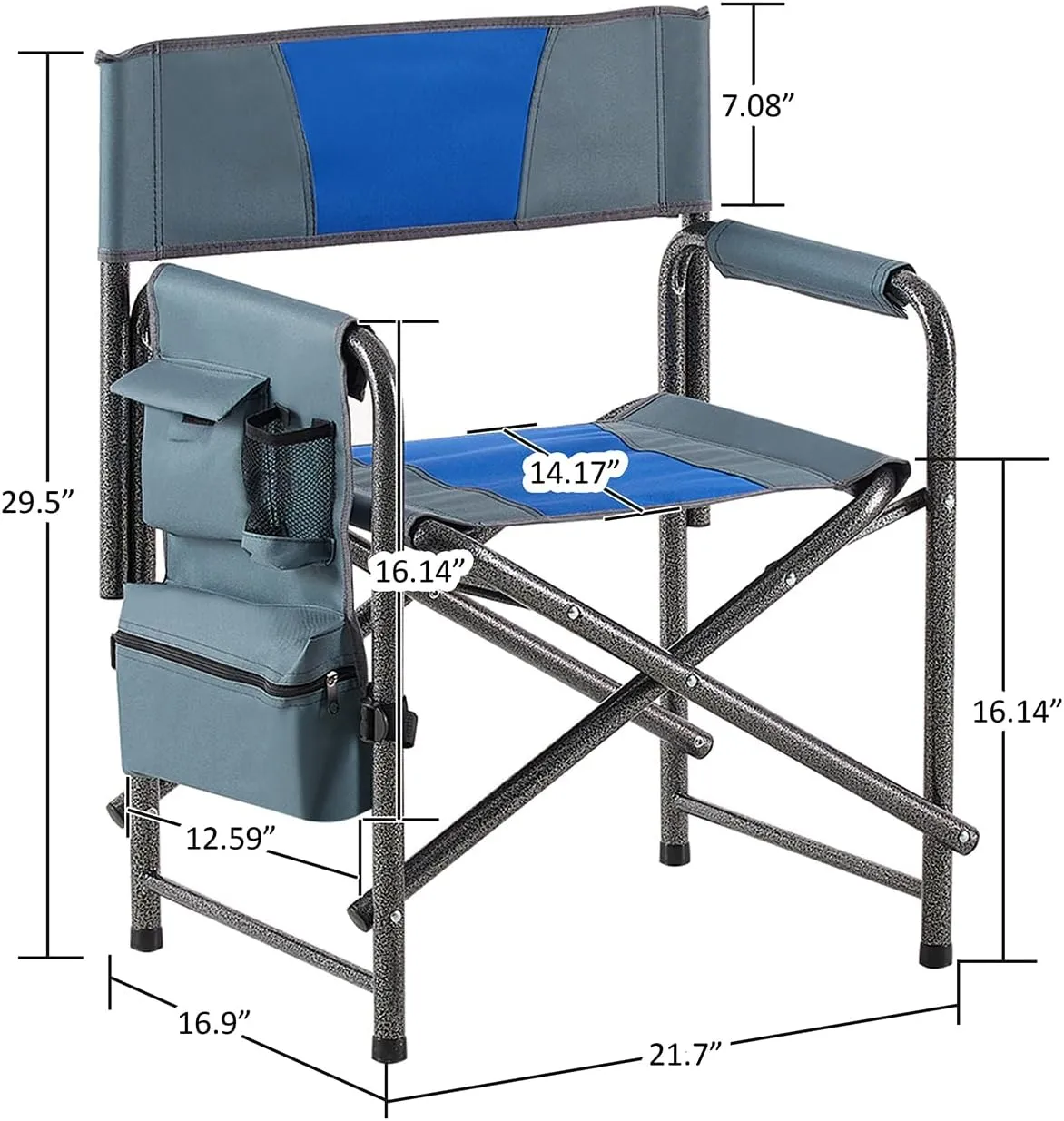 2 Pack Camping Chair, Padded Folding Outdoor Chair with Storage Pockets, Lightweight Oversized Directors Chair Fishing Chair for Picnics, BBQ, Beach, Backyard, Party, Patio, Lawn, Blue