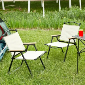 2 Pack Camping Chairs for Adults, Portable Hunting Chair Supports 280lbs, Oversized Lightweight Folding Chair for Camping Padded Seat Outdoor Lawn Folding Chair (Beige)
