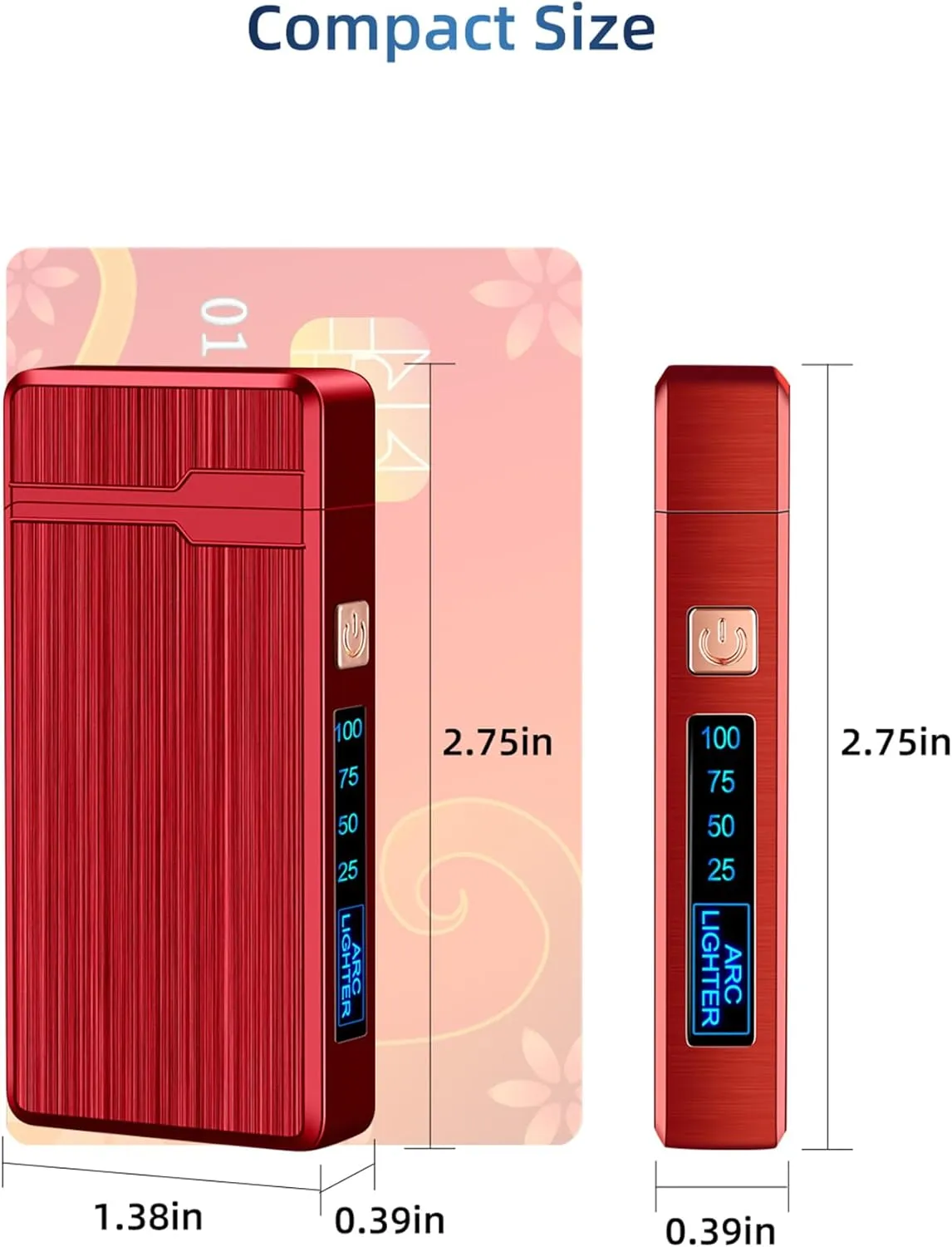 2 Pack Electric Lighters, USB Rechargeable, Plasma Dual Arc, Windproof Flameless, Pocket Metal Lighters with LED Battery Indication for Indoor Outdoor (Black&Red)