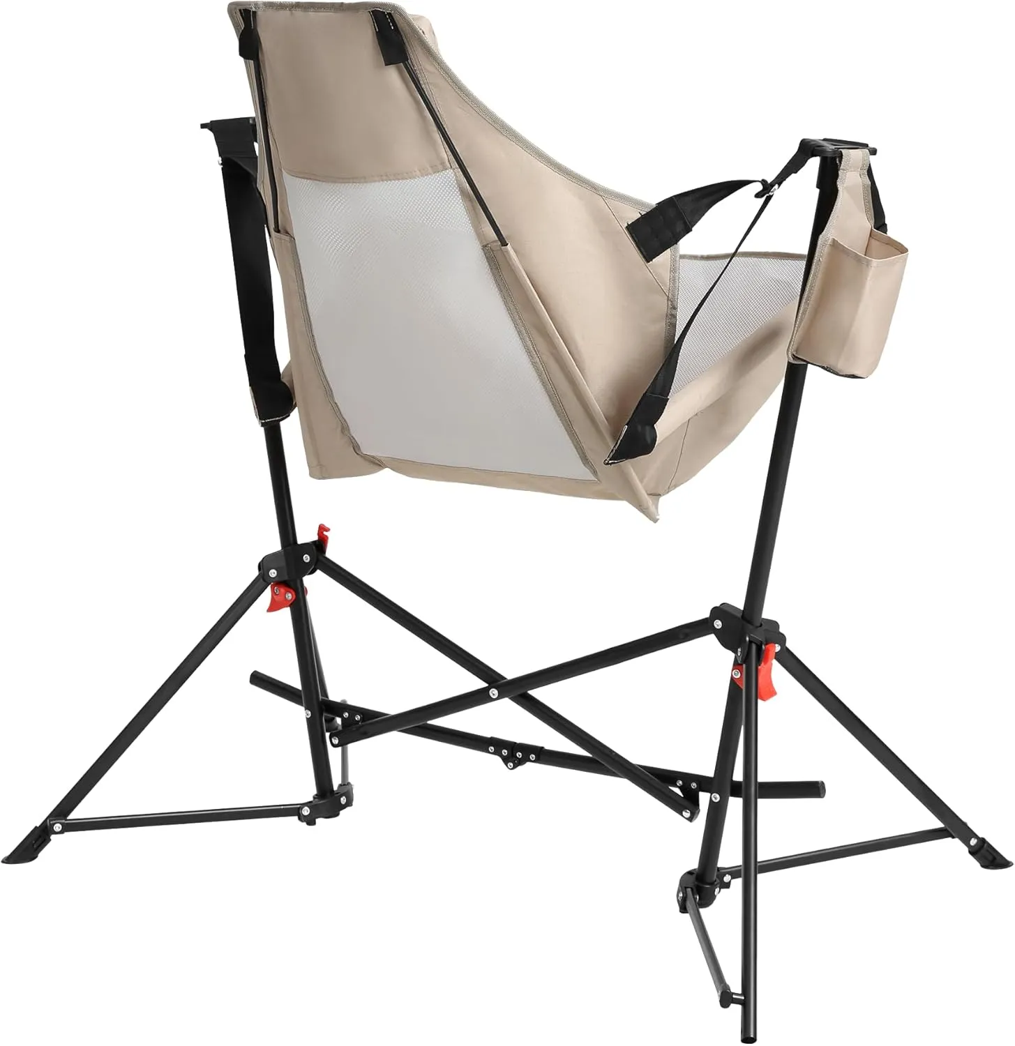 2 Pcs Hammock Camping Chair, Portable Folding Chair with Durable Steel Frame, Adjustable Lawn Chair with Cup Holder for Adults, Comfortable for Outdoor, Garden, Patio (Khaki, One Size)