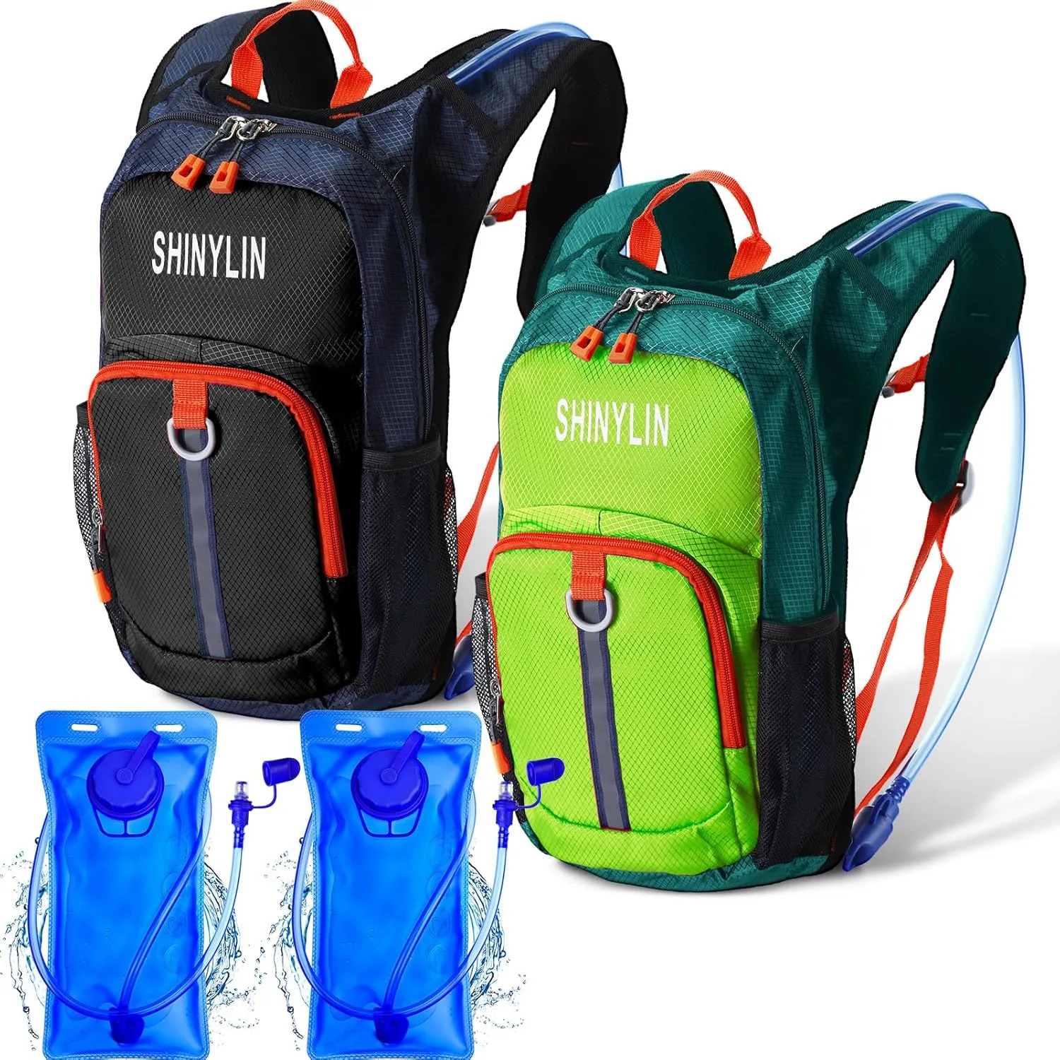 2 Pcs Kids Hydration Backpack with 1.5l Water Bladder Lightweight Kids Hiking Backpack Water Rucksack for Boys Girls Climbing Running