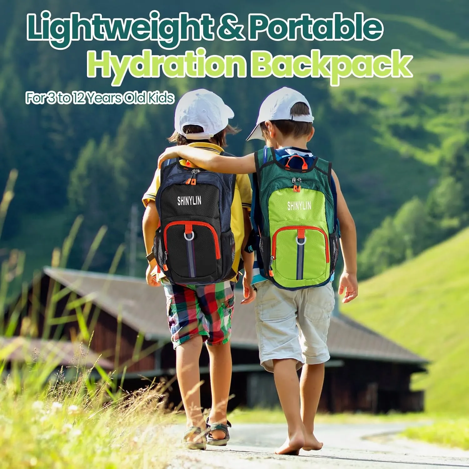 2 Pcs Kids Hydration Backpack with 1.5l Water Bladder Lightweight Kids Hiking Backpack Water Rucksack for Boys Girls Climbing Running
