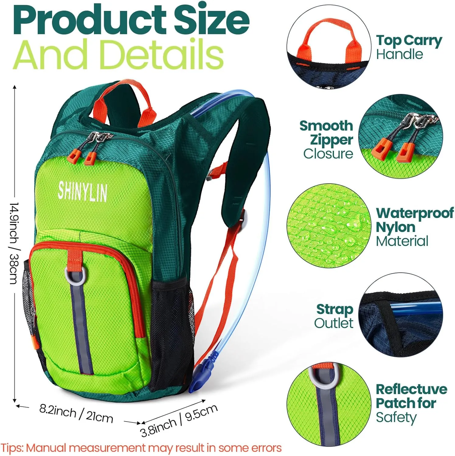 2 Pcs Kids Hydration Backpack with 1.5l Water Bladder Lightweight Kids Hiking Backpack Water Rucksack for Boys Girls Climbing Running
