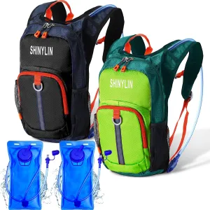 2 Pcs Kids Hydration Backpack with 1.5l Water Bladder Lightweight Kids Hiking Backpack Water Rucksack for Boys Girls Climbing Running