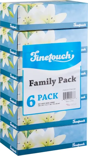 2-Ply Facial Tissues – 6 Boxes of 130 Soft Tissues (780 Total) – Strong & Gentle Tissue for Home, Office, or Travel Use