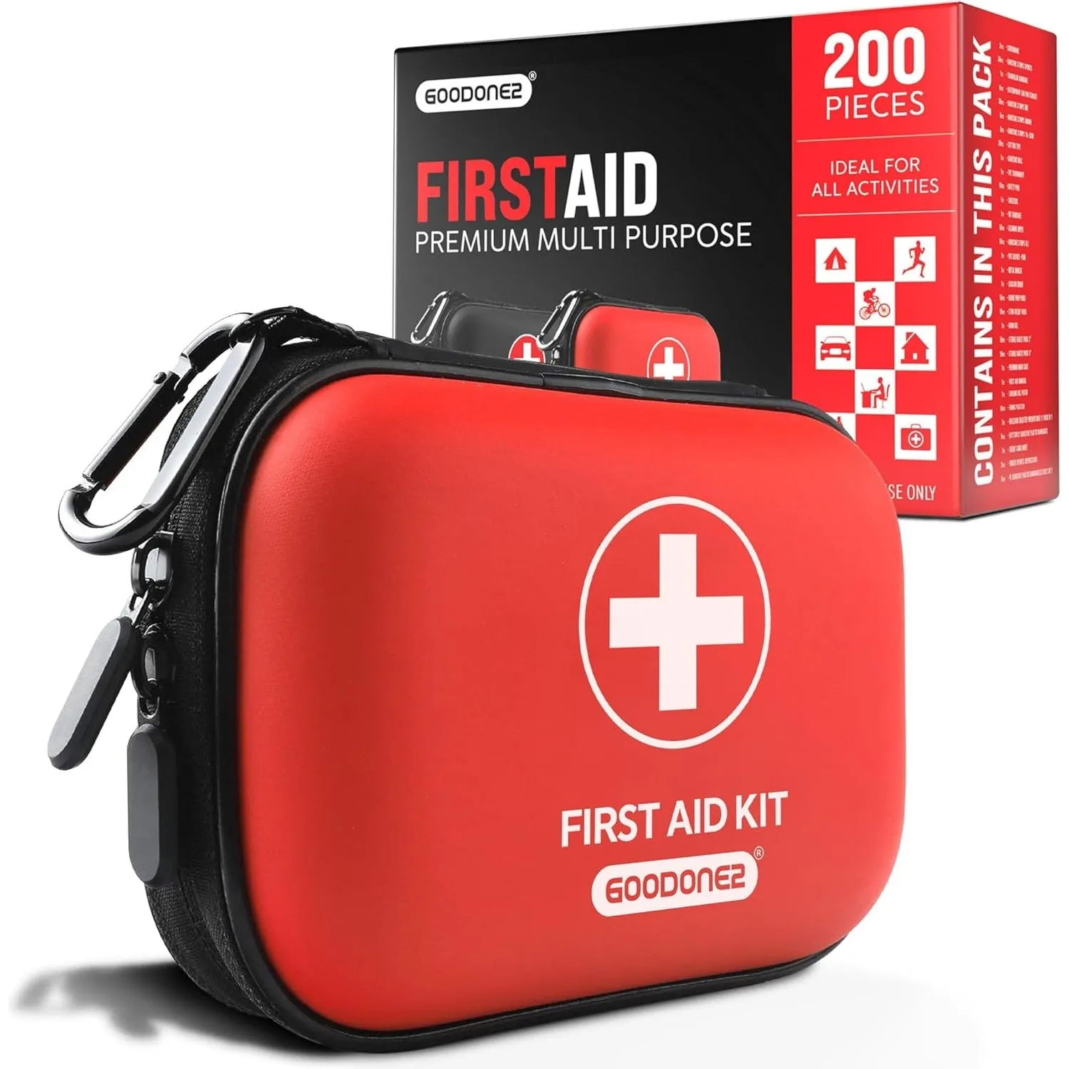 200 Pcs First Aid Kit   Survival kit for Treat, Protect Minor Cuts, Scrapes. Home, Office, Car, School, Business, Travel, Emergency, Survival, Hunting, Outdoor, Camping & Sport (200 Componenets) Red