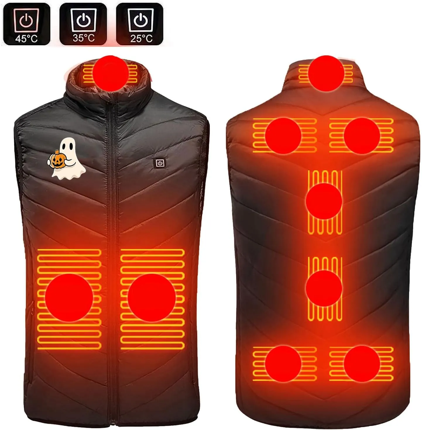 2025 Men Women Heated Vest 9 Heating Zones Heated Gilet Heated Body Warmer 3 Adjustable Temperature Heated Waistcoat