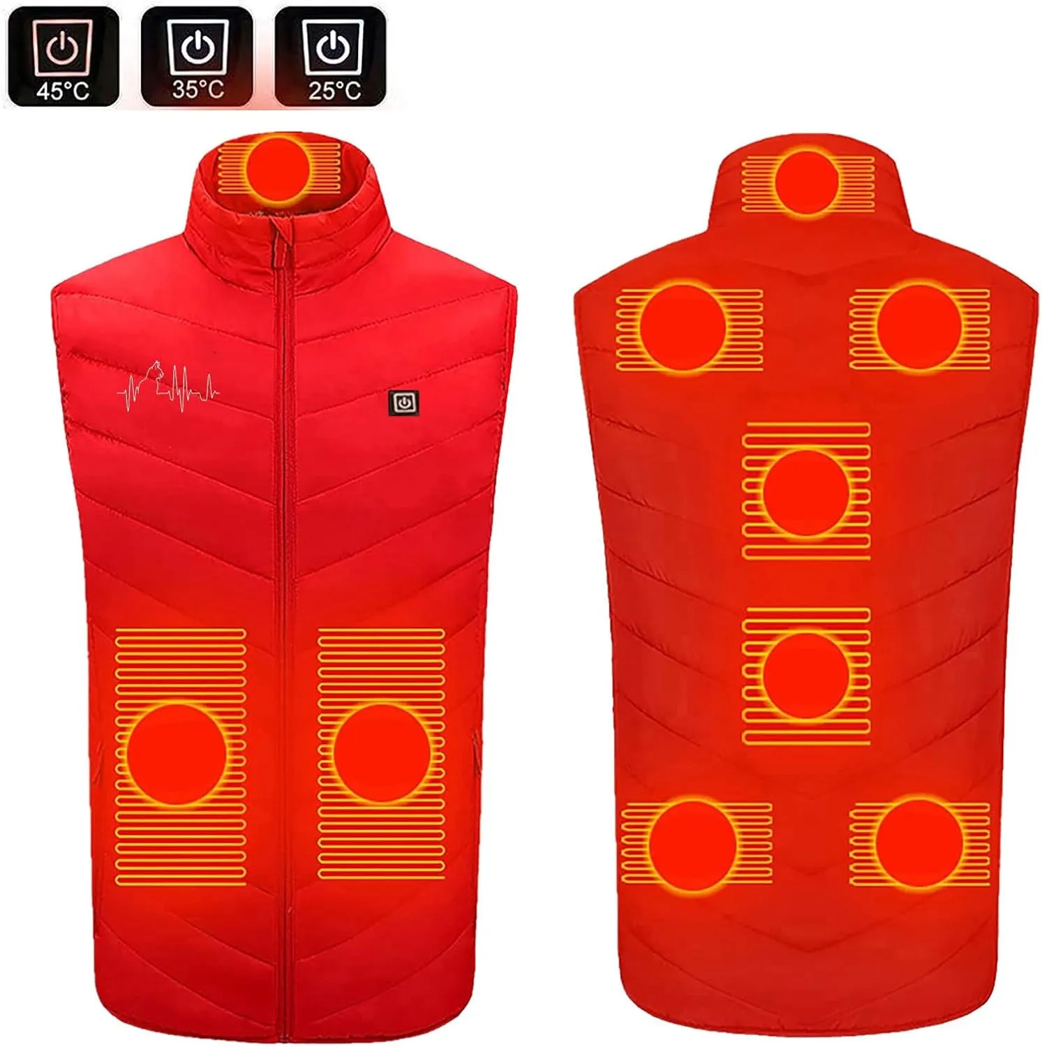 2025 Upgraded Men Women Heated Vest with 3 Adjustable Temperature, Heated Body Warmer 9 Heating Zones Heated Gilet