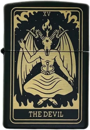 23 Custom Tarot Card - Major Arcana Card Laser Engraved Zippo Black Matt Windproof Lighter (The Devil)