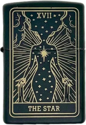 23 Custom Tarot Card - Major Arcana Card Laser Engraved Zippo Black Matt Windproof Lighter (The Star)
